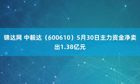 锦达网 中毅达（600610）5月30日主力资金净卖出1.38亿元